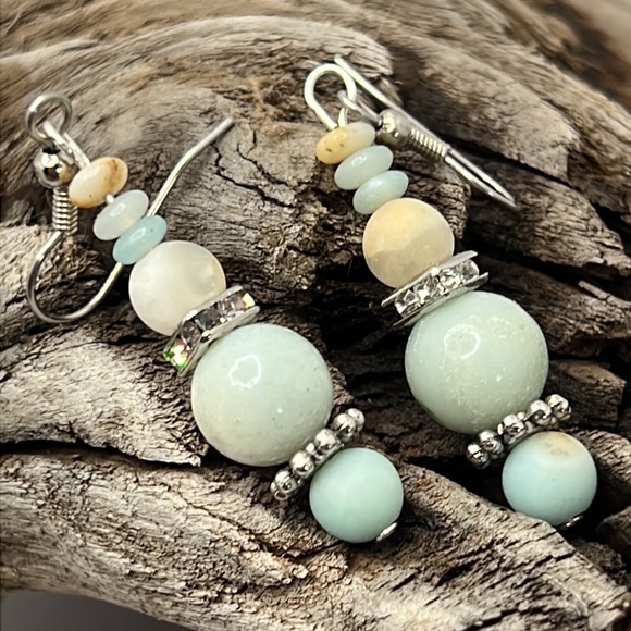 Jewelry - Amazonite & Rhinestone Earrings.
